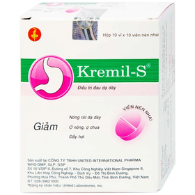 Thuốc Kremil-S điều trị viêm dạ dày, viêm thực quản (Hộp 10 Vỉ x 10 Viên)