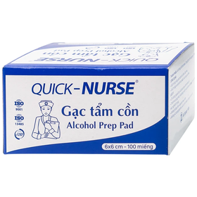 Gạc tẩm cồn Quick - Nurse hỗ trợ sát trùng, khử trùng và vệ sinh (6x3cm - 100 miếng)