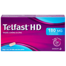 Thuốc Telfast HD 180mg hỗ trợ điều trị viêm mũi dị ứng, mày đay (1 vỉ x 10 viên)