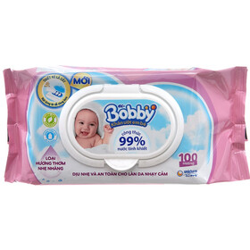 Khăn ướt em bé Bobby hương thơm nhẹ nhàng gói 100 miếng