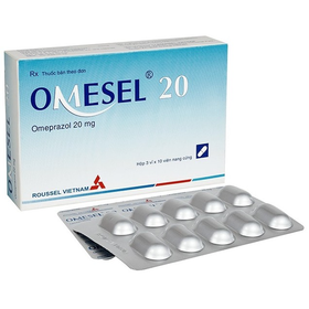 Thuốc Omesel 20mg Roussel điều trị loét dạ dày, ợ chua (3 vỉ x 10 viên)