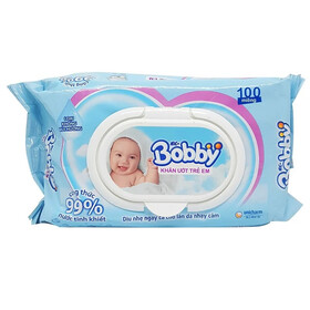 Khăn ướt em bé Bobby không mùi hương gói 100 miếng