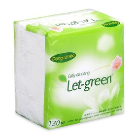 Khăn ăn cao cấp Let-green trắng sạch, mềm mịn, bền dai 100 tờ
