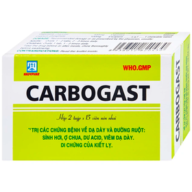 Thuốc Carbogast điều trị chứng bệnh về dạ dày và đường ruột (2 tuýp x 15 viên)