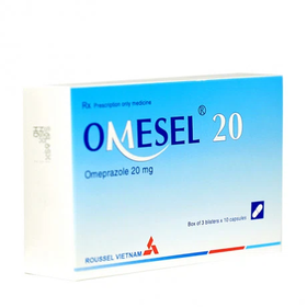 Thuốc Omesel 20mg Roussel điều trị loét dạ dày, ợ chua (3 vỉ x 10 viên)
