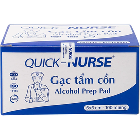 Gạc tẩm cồn Quick - Nurse hỗ trợ sát trùng, khử trùng và vệ sinh (6x3cm - 100 miếng)