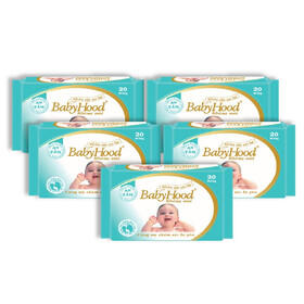 Khăn ướt em bé Babyhood không mùi 20 miếng