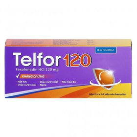 Thuốc Telfor 120mg trị chàm, ngứa, viêm mũi dị ứng (2 vỉ x 10 viên)