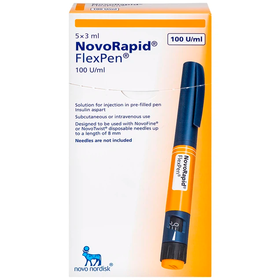Bút tiêm Novorapid FlexPen 100UI/ml Novo Nordisk hỗ trợ kiểm soát đường huyết (5 cây)