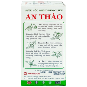 Nước súc miệng Dược Liệu An Thảo hỗ trợ viêm lợi chảy máu chân răng, đau răng (250ml)