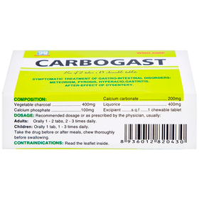 Thuốc Carbogast điều trị chứng bệnh về dạ dày và đường ruột (2 tuýp x 15 viên)