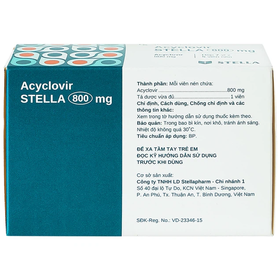 Thuốc Acyclovir Stella 800mg điều trị nhiễm virus Herpes Simplex (7 vỉ x 5 viên)