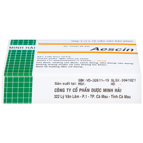 Thuốc Aescin 40mg Minh Hải hỗ trợ điều trị thiểu năng tĩnh mạch mãn tính (30 viên)
