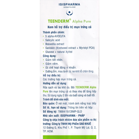 Kem Isis Teenderm Alpha Pure hỗ trợ giảm mụn trứng cá (30ml)