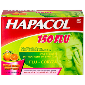 Thuốc Hapacol 150 Flu DHG điều trị triệu chứng cảm sốt, sổ mũi (24 gói)