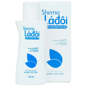 Dung dịch vệ sinh phụ nữ Shema Lá Đôi màu xanh hỗ trợ làm sạch vùng kín, ngăn ngừa vi khuẩn (100ml)