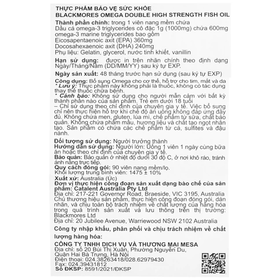 Thực phẩm bảo vệ sức khỏe Blackmores Omega Double High Strength Fish Oil (90 viên)
