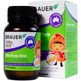 Thực phẩm bảo vệ sức khỏe Brauer Baby Kids Ultra Pure DHA (60 viên)