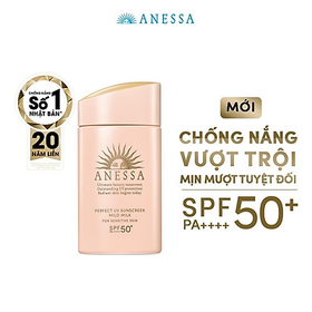 Sữa chống nắng dịu nhẹ cho da nhạy cảm và trẻ em Anessa Perfect UV Sunscreen Mild Milk SPF+ PA++++ (Chai 60ml)