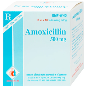 Thuốc Amoxicillin 500mg trị nhiễm khuẩn (10 vỉ x 10 viên)