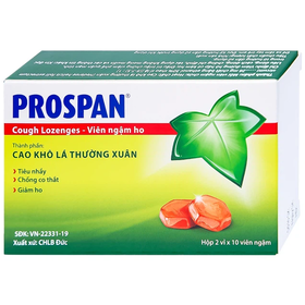 Thuốc ngậm Prospan điều trị viêm đường hô hấp cấp, đau họng (2 vỉ x 10 viên)