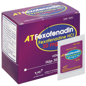 Hỗn dịch uống A.T Fexofenadin 30mg/5ml trị viêm mũi dị ứng, mày đay (30 gói x 5ml)