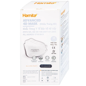 Khẩu trang y tế người lớn Hamita Advanced 4D Mask ngăn giọt bắn, khói bụi, kháng khuẩn (5 cái)