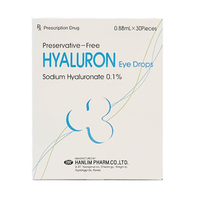 Thuốc nhỏ mắt HYALURON 0.1% hỗ trợ điều trị bệnh tổn thương giác mạc và kết mạc (30 ống x 0,88ml)