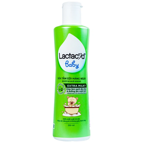 Sữa tắm gội hằng ngày Body &amp; Hair Wash Lactacyd Baby Extra Milky làm sạch dịu nhẹ &amp; dưỡng ẩm vượt trội (250ml)