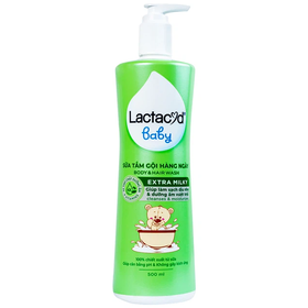 Sữa tắm gội hằng ngày Body &amp; Hair Wash Lactacyd Baby Extra Milky làm sạch dịu nhẹ &amp; dưỡng ẩm vượt trội (500ml)