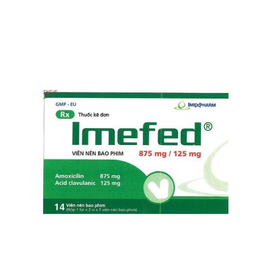 Thuốc Imefed 875mg/125mg điều trị nhiễm khuẩn nặng đường hô hấp (2 vỉ x 7 viên)