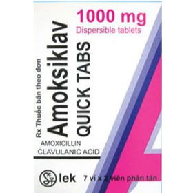 Thuốc Amoksiklav Quick Tabs 1000mg điều trị nhiễm khuẩn (7 vỉ x 2 viên)