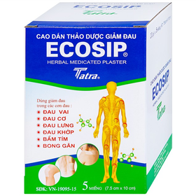 Cao dán thảo dược Ecosip Cool Tatra hỗ trợ giảm đau cơ, đau khớp (20 gói x 5 miếng)