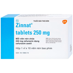 Thuốc Zinnat 250mg điều trị các chứng nhiễm khuẩn (10 viên)