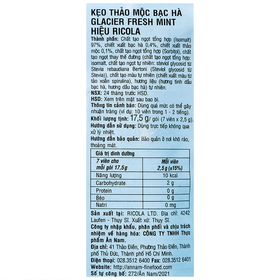 Kẹo ngậm không đường Ricola Glacier Fresh Mint làm dịu họng, giảm ho (17.5g)
