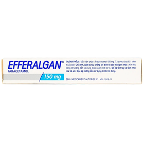 Viên đặt trực tràng Efferalgan 150mg giúp giảm đau, hạ sốt (2 vỉ x 5 viên)