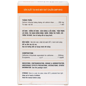 Thuốc Cefixim 200mg STADA điều trị nhiễm khuẩn, viêm thận, họng (10 viên)