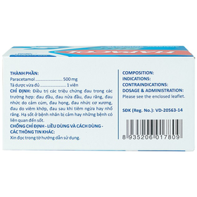 Thuốc Hapacol Blue 500mg giảm đau nhức do cảm cúm (10 vỉ x 10 viên)
