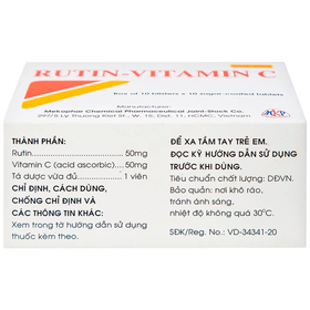 Thuốc Rutin-Vitamin C Mekophar hỗ trợ điều trị các hội chứng chảy máu, xơ cứng (100 viên)
