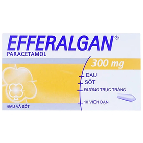 Viên đặt trực tràng Efferalgan 300mg giúp giảm đau, hạ sốt (2 vỉ x 5 viên)