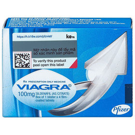 Thuốc Viagra 100mg Pfizer điều trị rối loạn cương dương (4 viên)