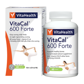 Viên uống Vitacal 600 Forte VitaHealth hỗ trợ hệ xương và răng chắc khỏe (60 viên)