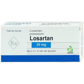 Viên nén Losartan 25mg điều trị tăng huyết áp (3 vỉ x 10 viên)