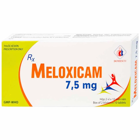 Thuốc Meloxicam 7.5mg  Domesco điều trị viêm xương khớp, viêm cột sống (2 vỉ x 10 viên)