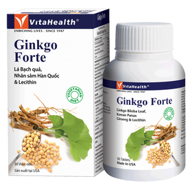 Thực phẩm bảo vệ sức khỏe VitaHealth Ginkgo Forte hỗ trợ hoạt huyết, dưỡng não (30 viên)
