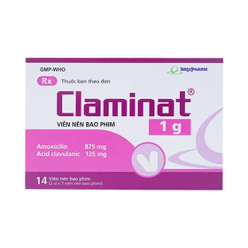 Thuốc Claminat 1g Imexpharm điều trị nhiễm khuẩn tai mũi họng (2 vỉ x 7 viên)