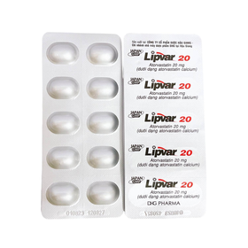 Thuốc Lipvar 20mg điều trị rối loạn lipid máu (3 vỉ x 10 viên)