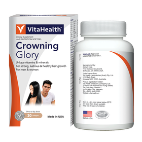 Thực phẩm bảo vệ sức khỏe VitaHealth Crowning Glory giúp tóc bóng mượt và chắc khỏe (30 viên)