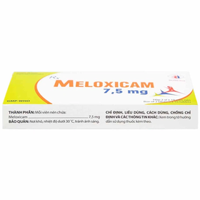 Thuốc Meloxicam 7.5mg  Domesco điều trị viêm xương khớp, viêm cột sống (2 vỉ x 10 viên)