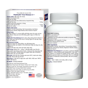 Viên Uống Vitahealth Time Release C+ Bổ Sung Vitamin C Tăng Cường Sức Đề Kháng